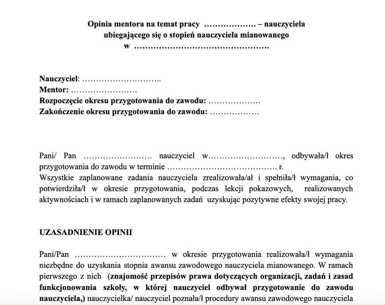 Opinia mentora o pracy nauczyciela – jak napisać ją poprawnie i skorzystać ze wzoru?